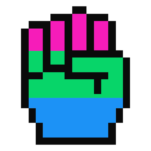 Polisexual mano dedo puño raya pixel plano Diseño PNG