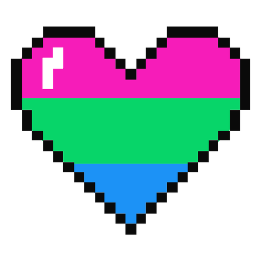 Polysexual heart stripe pixel flat PNG Design