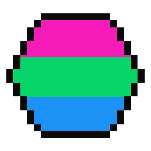 Polysexual hexagon stripe pixel flat PNG Design