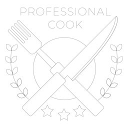 Professional cook fork knife branch star badge line Professional cook fork knife branch star badge line