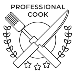 Cozinheiro profissional garfo faca ramo curso distintivo estrela Transparent PNG