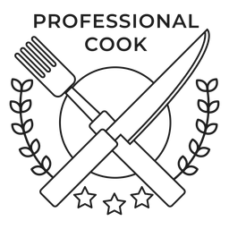 Professional cook fork knife branch badge stroke PNG Design