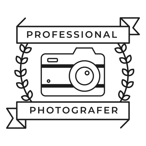 Fotógrafo profesional lente de cámara objetivo rama insignia trazo Diseño PNG