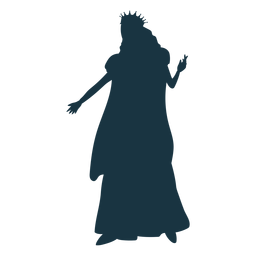 Silhueta vestido com luva de manto coroa rainha Desenho PNG
