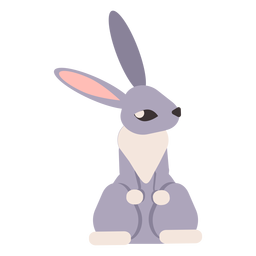 Conejo conejo oreja de hocico redondeada plana Diseño PNG