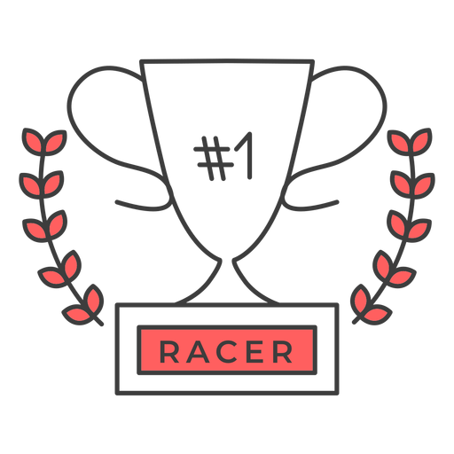 Racer cup number one branch colored badge sticker
