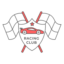 Racing club car flag star colored badge sticker PNG Design