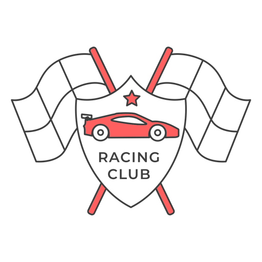 Racing club car flag star colored badge sticker PNG Design