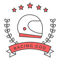 Racing God Helm Sternzweig farbiger Abzeichenaufkleber PNG-Design