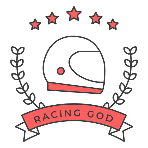Racing God Helm Sternzweig farbiger Abzeichenaufkleber PNG-Design
