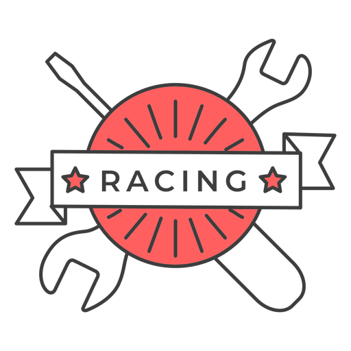 Racing Schraubenschlüssel farbiger Abzeichenaufkleber PNG-Design