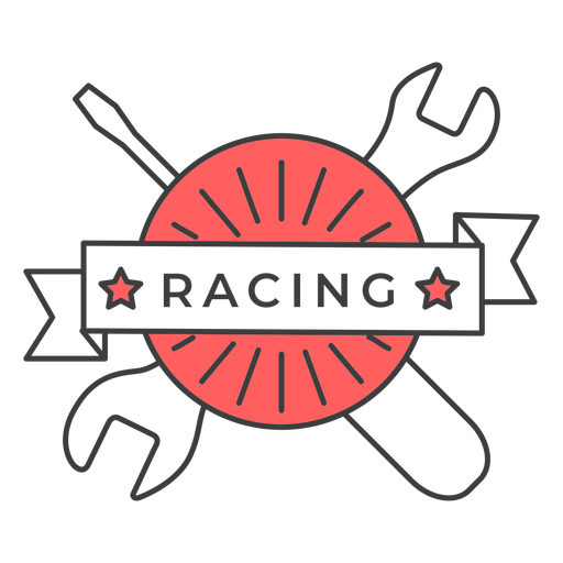 Racing screwdriver wrench colored badge sticker PNG Design