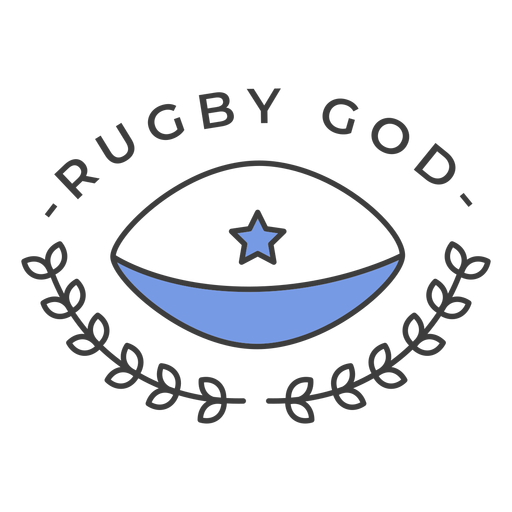 Etiqueta engomada coloreada de la estrella de la bola del dios del rugby Diseño PNG