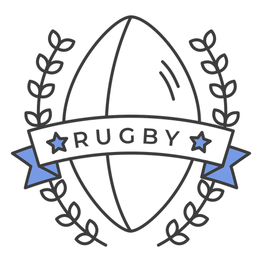 Adesivo de distintivo colorido de ramo de bola de rugby Desenho PNG