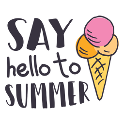 Saluda a la etiqueta engomada de la insignia del helado de verano Diseño PNG