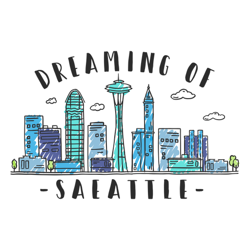 Autocolante de skyline de Seattle Desenho PNG