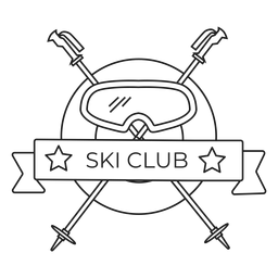 Ski club mask pole badge stroke PNG Design Transparent PNG
