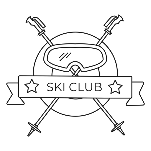 Ski club mask pole badge stroke PNG Design