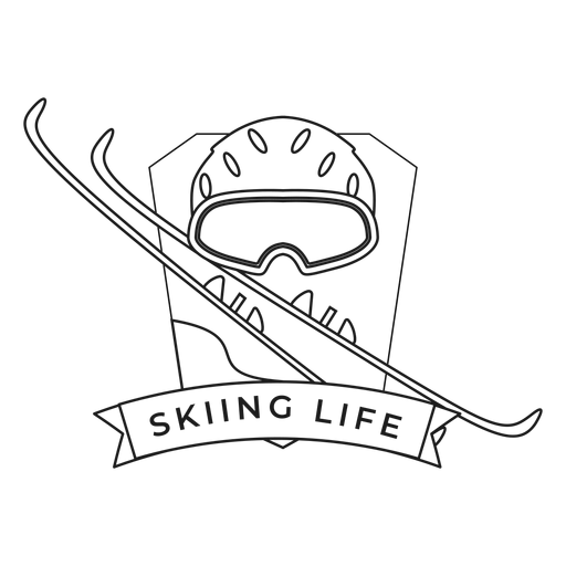 Skiing life mask ski badge stroke PNG Design