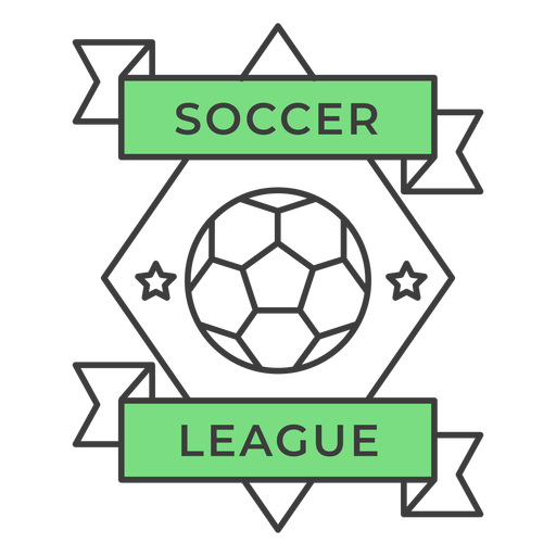 Adesivo de emblema colorido de losango de estrela da bola da Liga do Futebol Desenho PNG