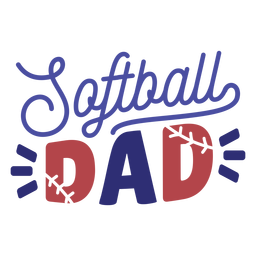 Softball dad stitch badge sticker PNG Design