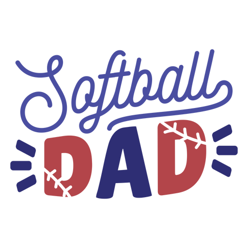 Softball dad stitch badge sticker PNG Design