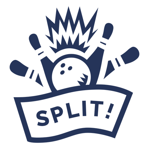 Split bowling ball skittle badge sticker PNG Design