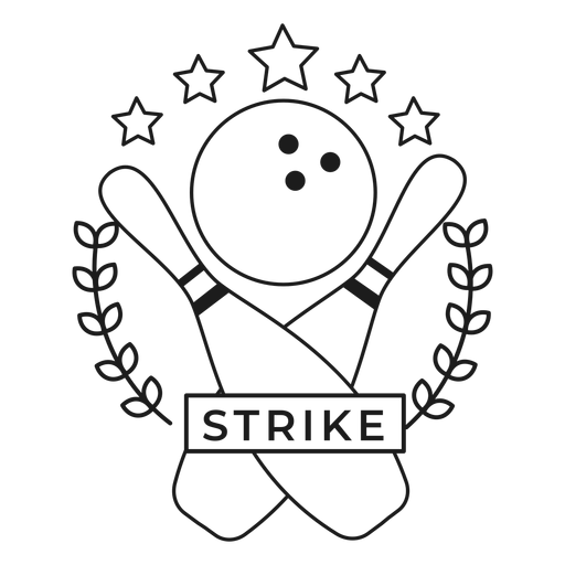 Strike skittle ball star branch badge stroke PNG Design