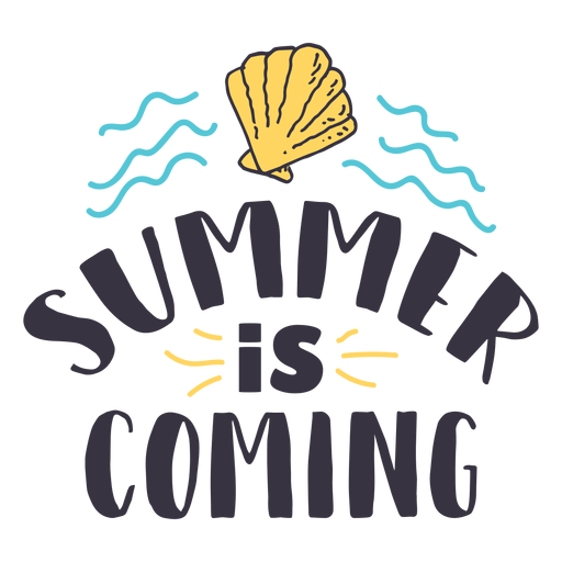 Se acerca el verano etiqueta engomada de la insignia de la ola de concha Diseño PNG