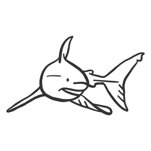 Doodle de aleta de tibur?n de cola Diseño PNG