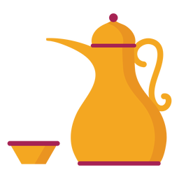 Teapot kettle coffee pot tea bowl flat PNG Design Transparent PNG
