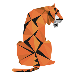 Tiger muzzle stripe tail low poly PNG Design