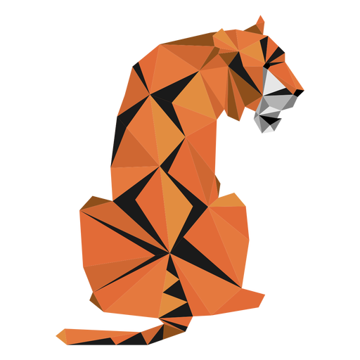 Tiger muzzle stripe tail low poly PNG Design