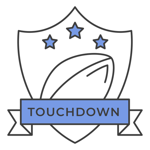 Etiqueta engomada coloreada de la insignia de la estrella de la bola del touchdown Diseño PNG
