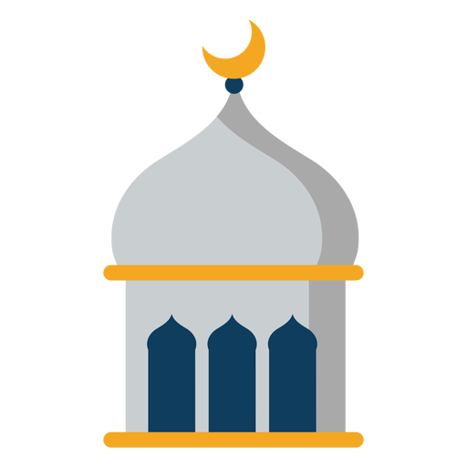 Tower mosque dome crescent flat PNG Design