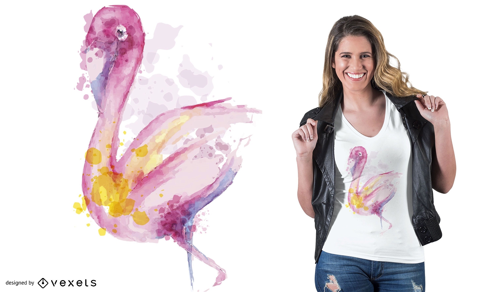 Aquarell Flamingo T-Shirt Design