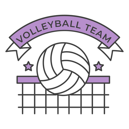 Volleyball team ball net colored badge sticker PNG Design