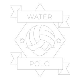 Water polo ball star wave badge line PNG Design