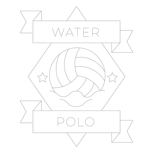 Water polo ball star wave badge line PNG Design