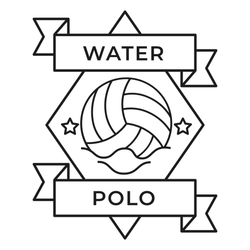Water polo ball star wave badge stroke PNG Design