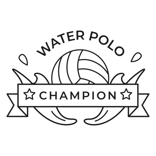Wasserball Champion Ball Drop Abzeichen Schlaganfall PNG-Design
