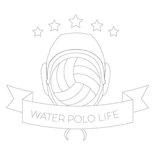 Water polo water polo life ball star badge line PNG Design
