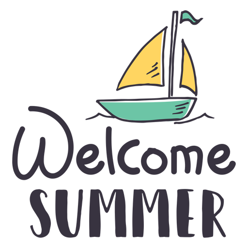 Welcome summer sail badge sticker PNG Design
