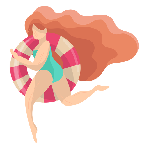 Women girl bathing suit swimsuit hair swimming circle flat PNG Design