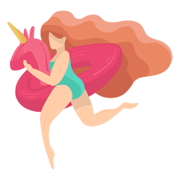 Mujer niña traje de baño traje de baño pelo círculo de natación unicornio plano Diseño PNG