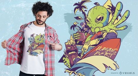 Martian Goes to Hawaii T-Shirt Design