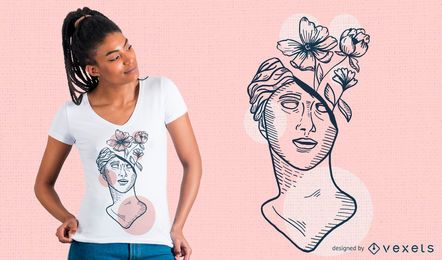 Diseño de camiseta de flores de escultura Diseño de camiseta de flores de escultura