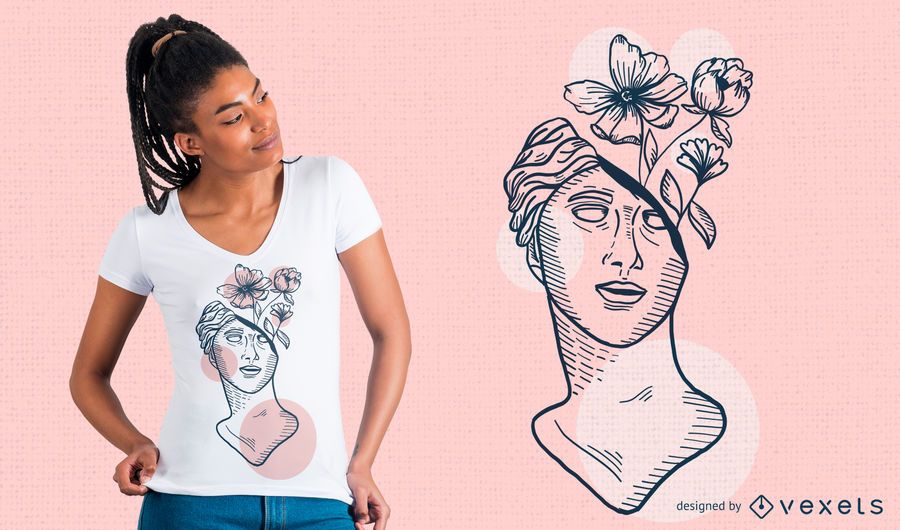 Skulptur Blumen T-Shirt Design Skulptur Blumen T-Shirt Design