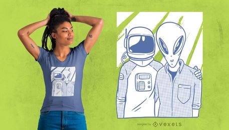 Design de camisetas para astronautas e amigos alienígenas
