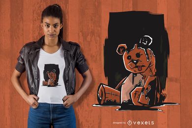 Diseño de camiseta de oso de peluche oscuro